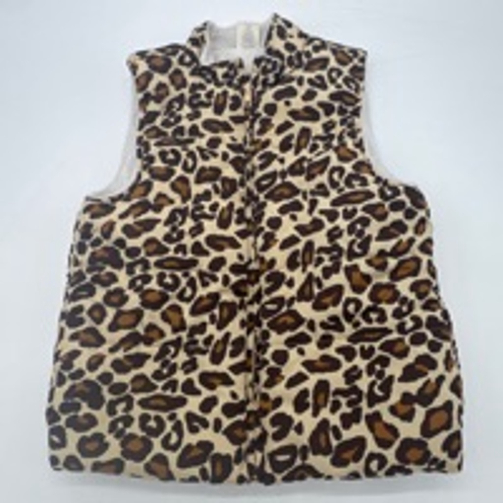 Girls GYMBOREE Vest Size S (5-6) Beige Brown Leopard Print